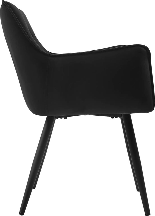 Eetkamerstoel - Set van 2 stoelen - Fluweel eetkamer stoel - Eettafel stoel - Fauteuil - Velvet - Zwarte Poot - Zwart