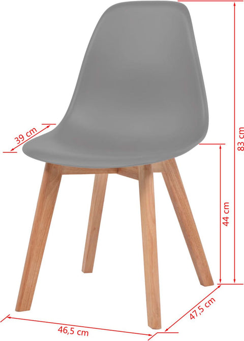 Eetkamerstoelen - Set van 6 - Kunststof - Grijs Eettafel Stoelen - Eetkamerstoelen Set - Grijze Stoelen - Kunststof Stoelen - Comfortabele Stoelen - Grijs