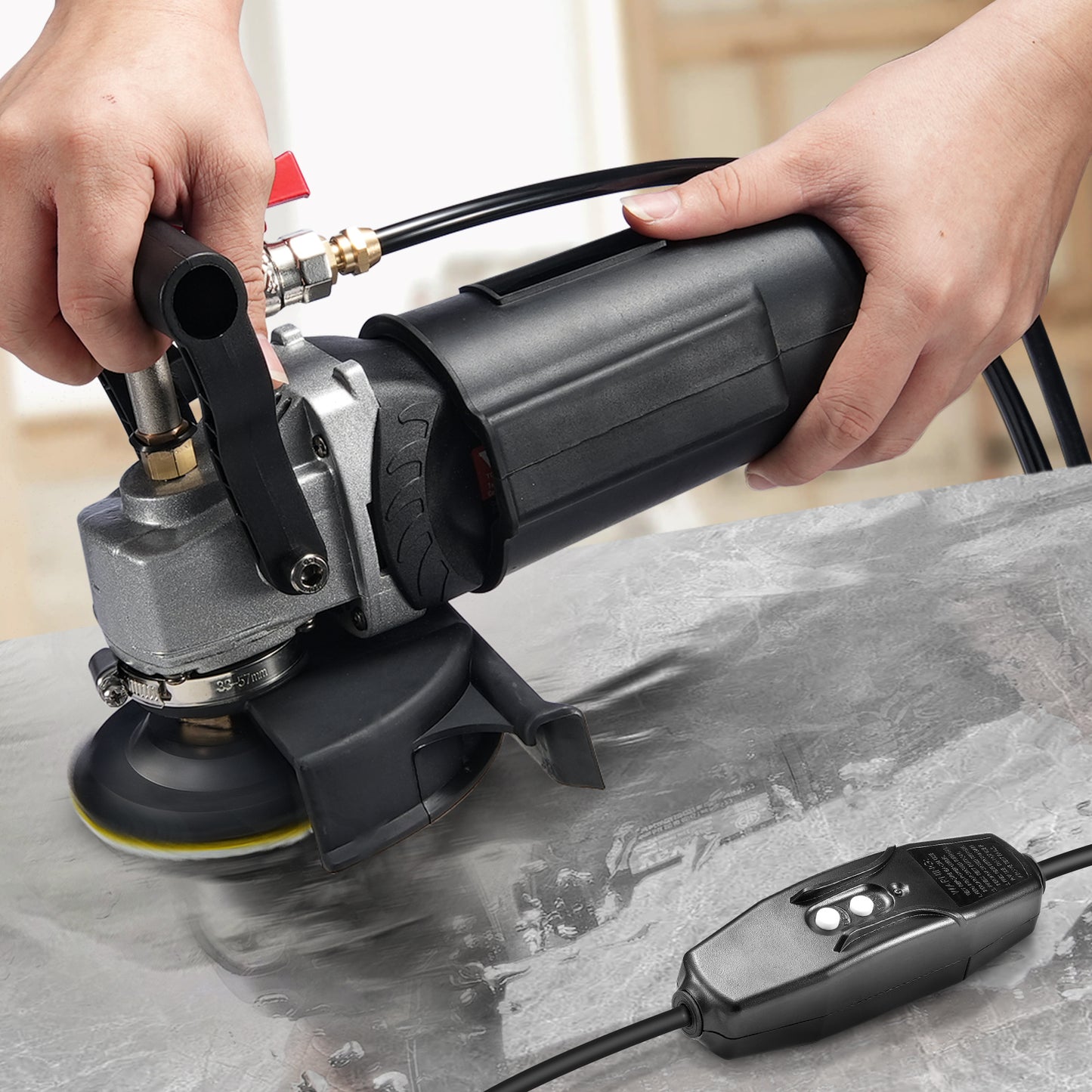 Steenpolijstmachine – Natpolijstmachine – Poliermachine – Granietpolijstmachine – Betonpolijstmachine – 4 Inch Diameter – 6 Instelbare Snelheden & 7 Polijstpads