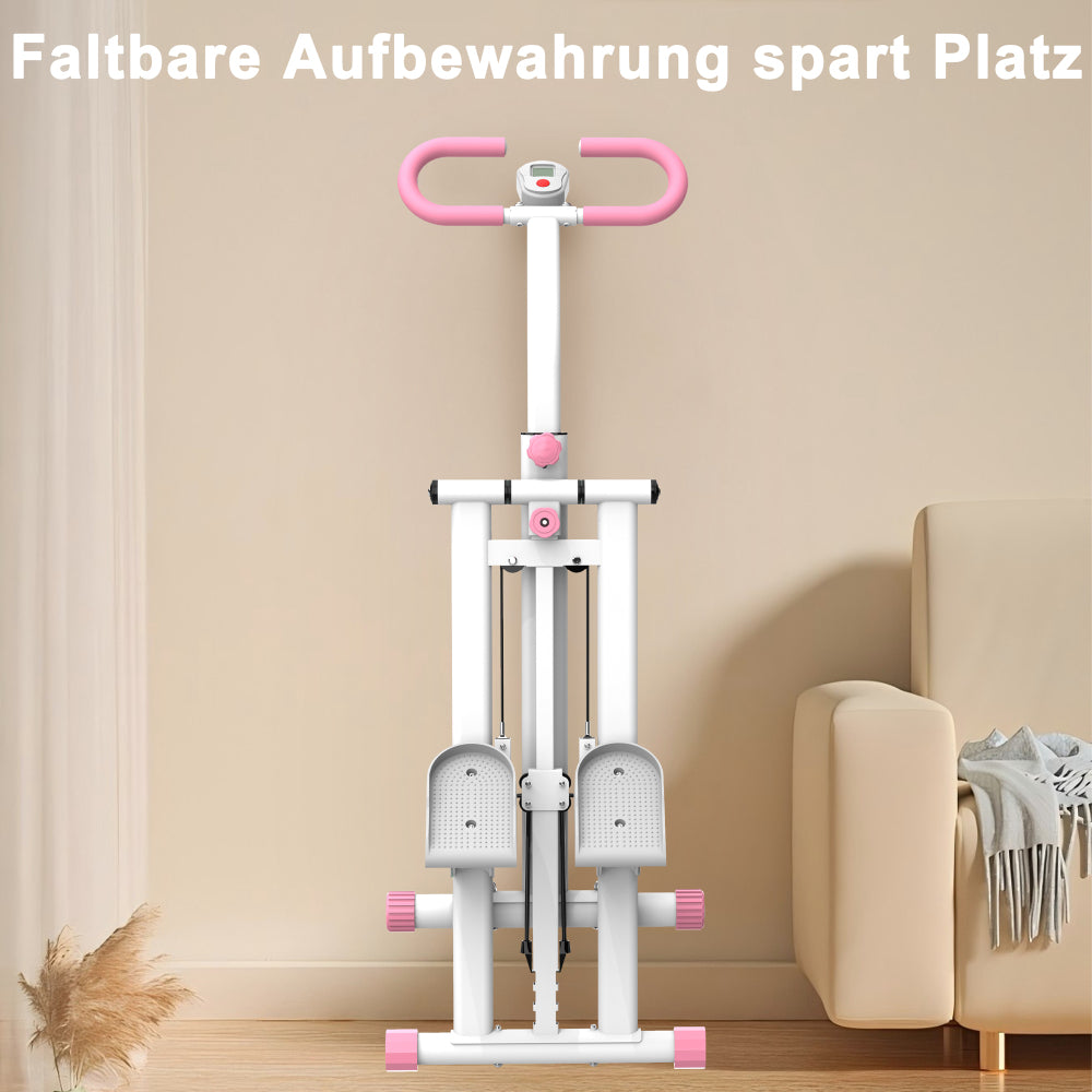 Stepper – Stepapparaat – Aerobic Stepper – Mini Stepper – Fitness Stepper – Verstelbare Weerstand 3 Niveaus – Inklapbaar Stalen Frame 120 kg – Antislip Pedalen Wit/Zwart