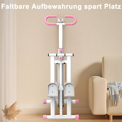 Stepper – Stepapparaat – Aerobic Stepper – Mini Stepper – Fitness Stepper – Verstelbare Weerstand 3 Niveaus – Inklapbaar Stalen Frame 120 kg – Antislip Pedalen Wit/Zwart