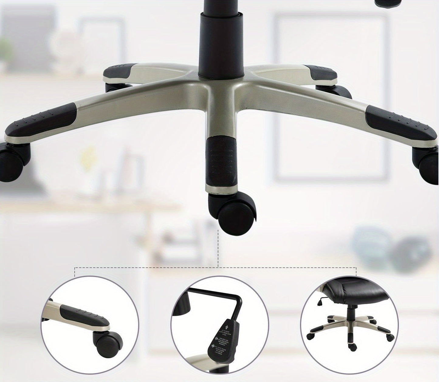 Bureaustoel – Ergonomische Stoel – Office Chair – Gamestoel – Bureaustoelen – Verstelbare Hoogte 45-54 cm – 360° Draaibaar & Schommelfunctie – Zwart Kunstleer Met Houten Frame – Dikke Foamvulling & Vijf Wieltjes