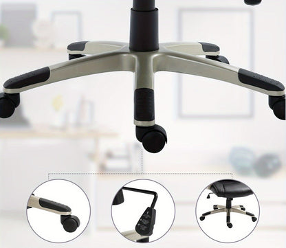 Bureaustoel – Ergonomische Stoel – Office Chair – Gamestoel – Bureaustoelen – Verstelbare Hoogte 45-54 cm – 360° Draaibaar & Schommelfunctie – Zwart Kunstleer Met Houten Frame – Dikke Foamvulling & Vijf Wieltjes