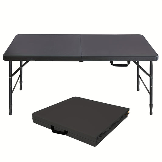 Campingtisch – Vouwtafel – Campingtafel – Klaptafel – Draagbare Tafel – Verstelbare Hoogte – Zwart Metaal – 135 KG Draagvermogen
