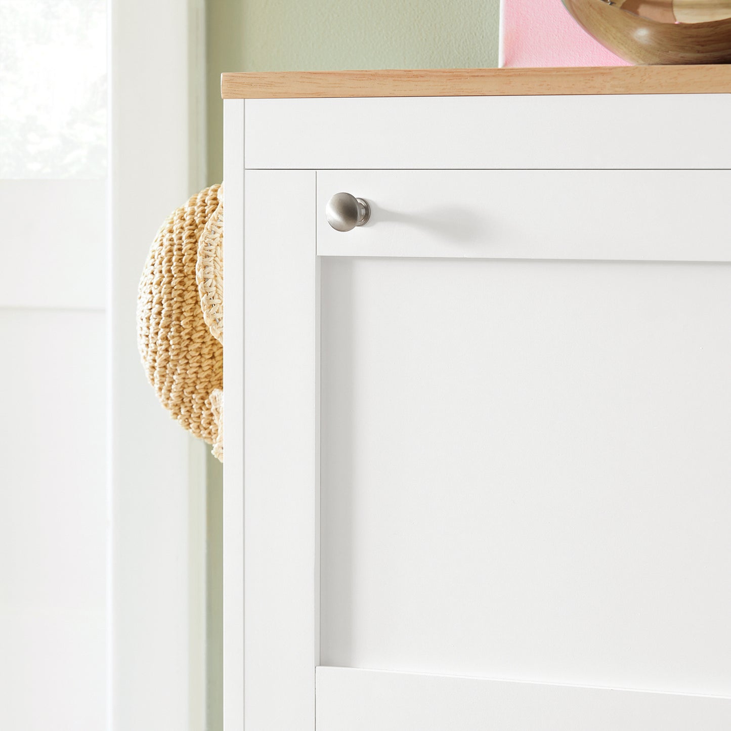 Schoenenrek – Schoenenkast – Schoenenopberger – Halmeubel – Schoenenbank – 3 Klapdeuren – Verstelbare Planken – Anti-Kantelbeveiliging – Wit Hout – 59x26x116 cm