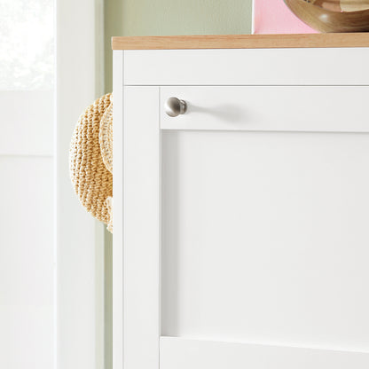 Schoenenrek – Schoenenkast – Schoenenopberger – Halmeubel – Schoenenbank – 3 Klapdeuren – Verstelbare Planken – Anti-Kantelbeveiliging – Wit Hout – 59x26x116 cm