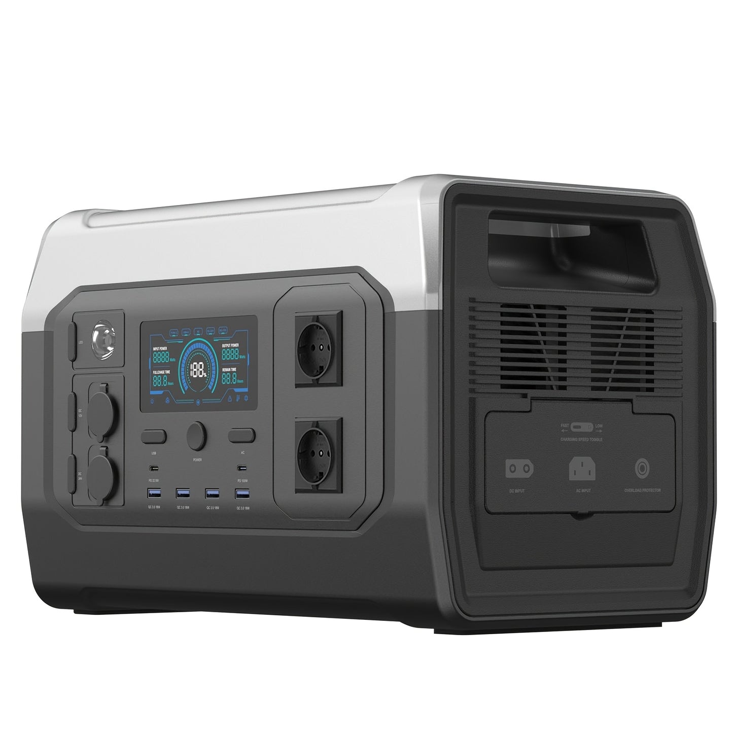 Portable Powerstation – Draagbare Generator – Powerstation – Powerbank – Noodstroom – 1800W Output – 1024Wh Lithiumbatterij