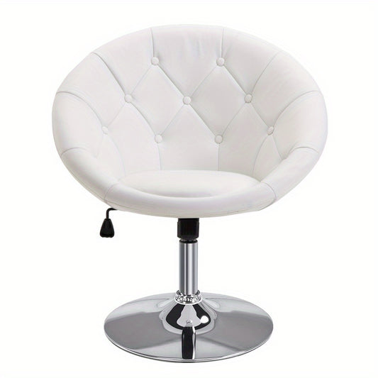 Adjustable Height Swivel Stool with Chrome Finish, Available in Black And White, Made of PU And Steel, Dimensions 56X71X78-90Cm, Suitable for Office And Workshop Use.