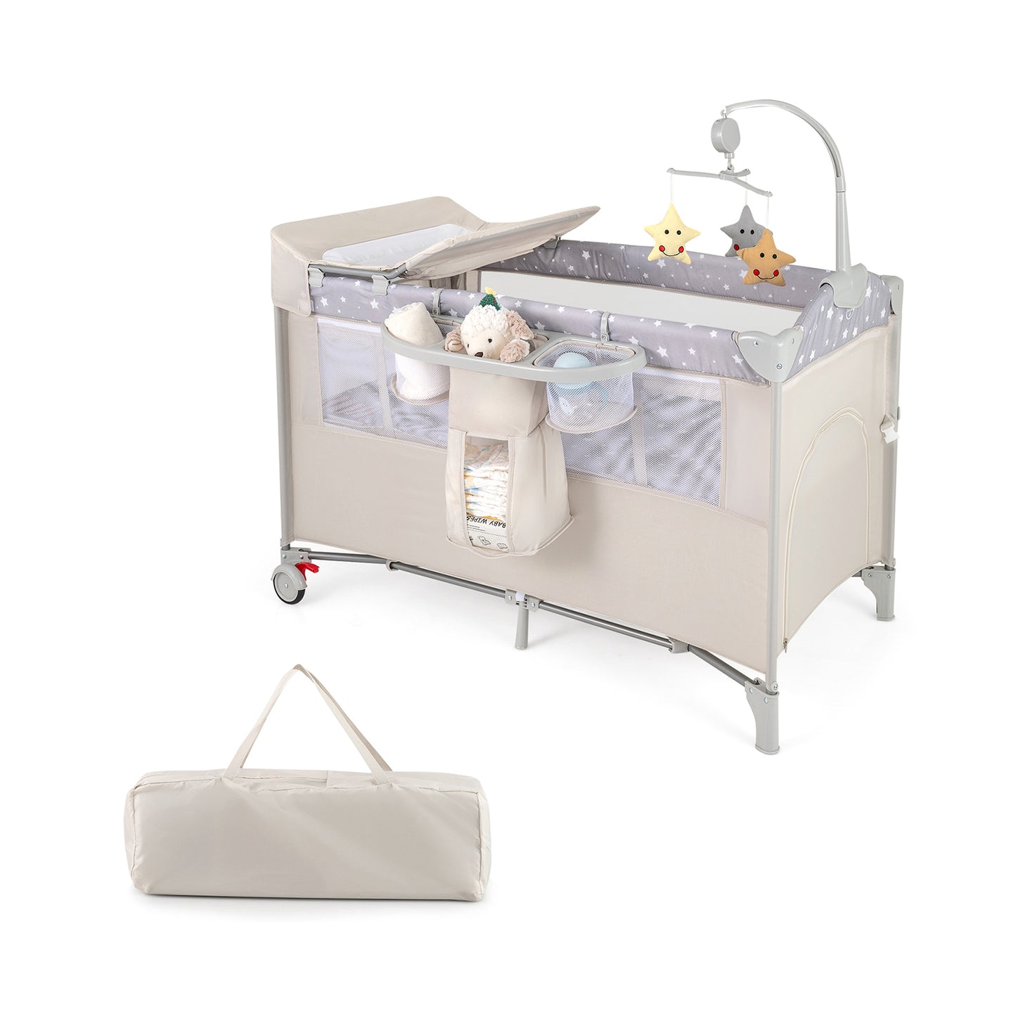 Speelparkje – Babynest – Babybedje – Reisbedje – Speelcentrum – 5-in-1 Multifunctioneel – Opvouwbaar Met Comfortabel Matras
