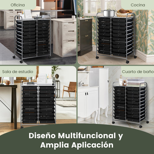 Bakkerskarretje – Opbergtrolley – Ladewagen – Werkbankwagen – Gereedschapskar – 20 Lade – Standaard Maat 87x37x63 cm – Staal Gegalvaniseerd Met Wielen