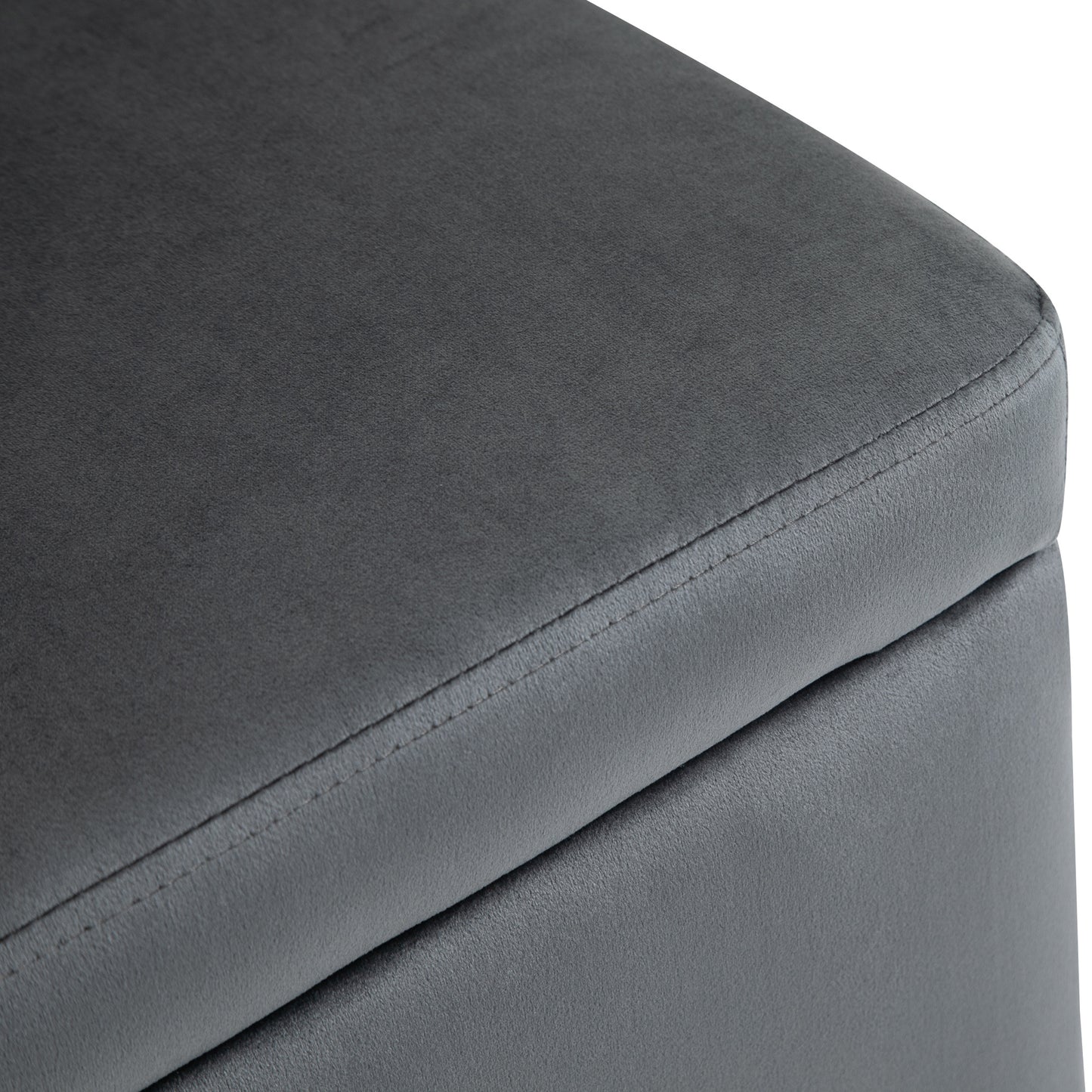 Bankje – Opbergbank – Zitbank – Opbergkist – Gestoffeerd – Donkergrijs – Met Opbergruimte – 100x40x42 cm – Rubberhout Frame – Metalen Poten