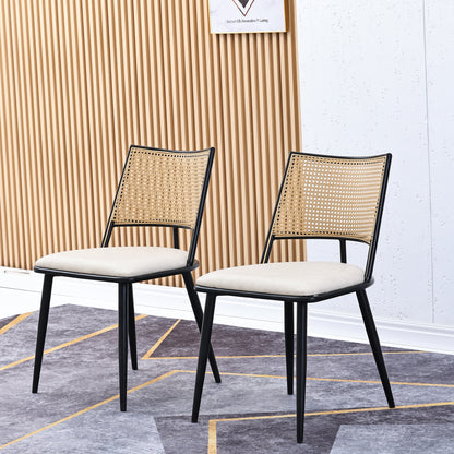 Dining chairs, rattan chairs typically possess a natural, lightweight appearance, lending an organic feel to both indoor and outdoor spaces. The design of these chairs is generally simple yet elegant, available as a set of tw