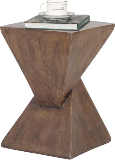 Sidetable - Kleine tafel - Nachtkastje - Eindtafel - Koffietafel - Zandloper vorm - Steen - Bruin