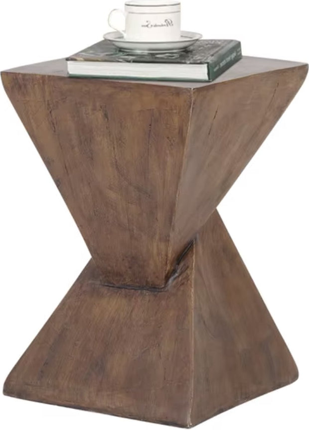 Sidetable - Kleine tafel - Nachtkastje - Eindtafel - Koffietafel - Zandloper vorm - Steen - Bruin