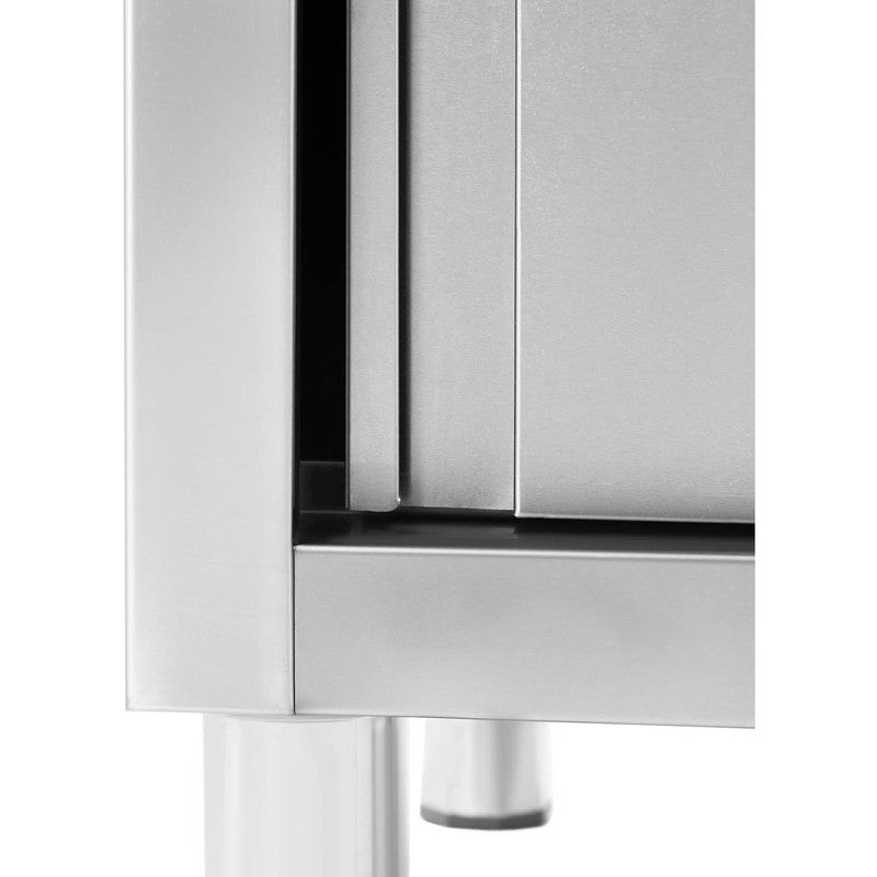 Dubbele Spoelbak – Keukenspoelbak – RVS Spoelbak – Gastronomische Spoelbak – Spoelunit Met Kast – Roestvrij Staal – 160x60x95 cm – Dubbele Bak 40x40 cm – Kast Met Schuifdeuren