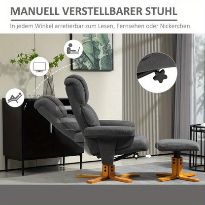 Adjustable Recliner Chair with Footrest - Heavy-Duty Hardwood Frame, Manual Recliner Sofa with Cushioned Seat & Backrest, Easy Assembly Living Room, Bedroom, Home Office Chair - Sturdy Base for Living Room, Dining Area, Balco