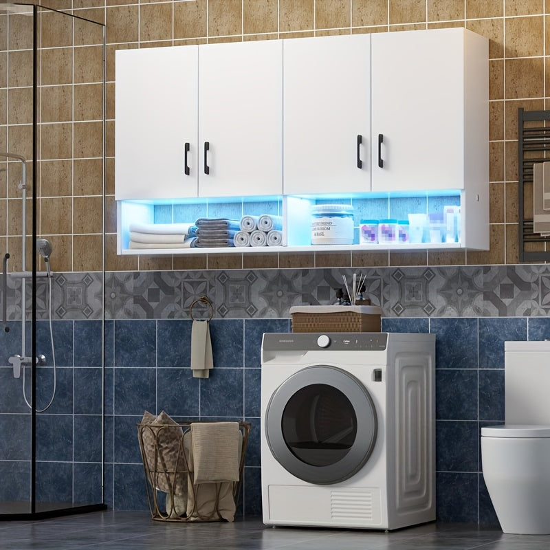 Keukenkastje – Wandkast – Opbergkast – Keukenrek – Bestekkast – Modern Design – 123x68x24 cm – Wit Met Metaal