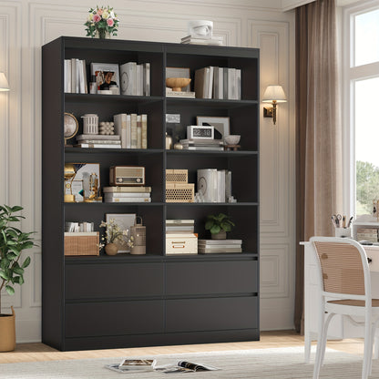 Boekenkast – Vakkenkast – Boekenrek – Opbergkast – Wandkast – Wit Houten Design – 6 Laags Met Lade – Compact & Stevig – Modern Mat Afgewerkt – 68,5 cm Hoog