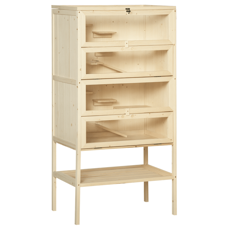 Hamsterkooi – Knaagdierskooi – Kleine Dierenkooi – Houten Kooi – Rodent Kooi – Vijf Niveaus Met Trappen – Groot Formaat 60x40x120 cm
