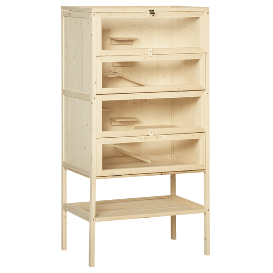 Hamsterkooi – Knaagdierskooi – Kleine Dierenkooi – Houten Kooi – Rodent Kooi – Vijf Niveaus Met Trappen – Groot Formaat 60x40x120 cm