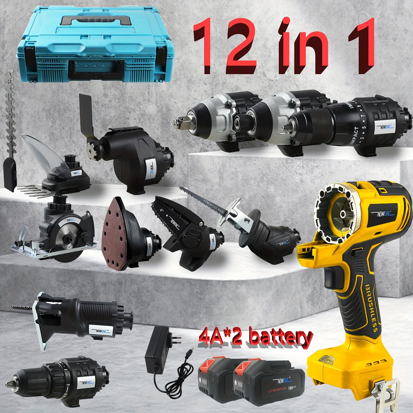Accuboormachine – Schroefboormachine – Klopboormachine – Boormachine – Schroevendraaier – 18V Brushless Motor – 12-in-1 Multifunctionele Toolset