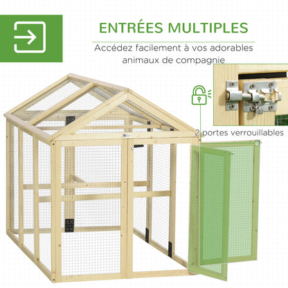 Kippenren Hennenhok Kippenkooi Kippenhok Kippenslaaphok – Houten Kippenrennen Natuurlijke Kleur – Ruimte 140x88,5x106 cm – Veilig Met Lockbare Deuren