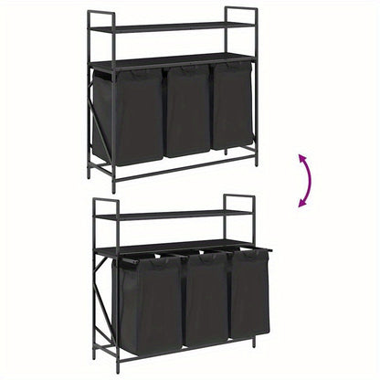 Wasbakje – Wastafel – Waskom – Spoelbak – Haarwasbak – 3-Vaks Wasmiddel Organizer – Dubbele Reken – Stevige Mesh Zakken – Klassiek Zwart