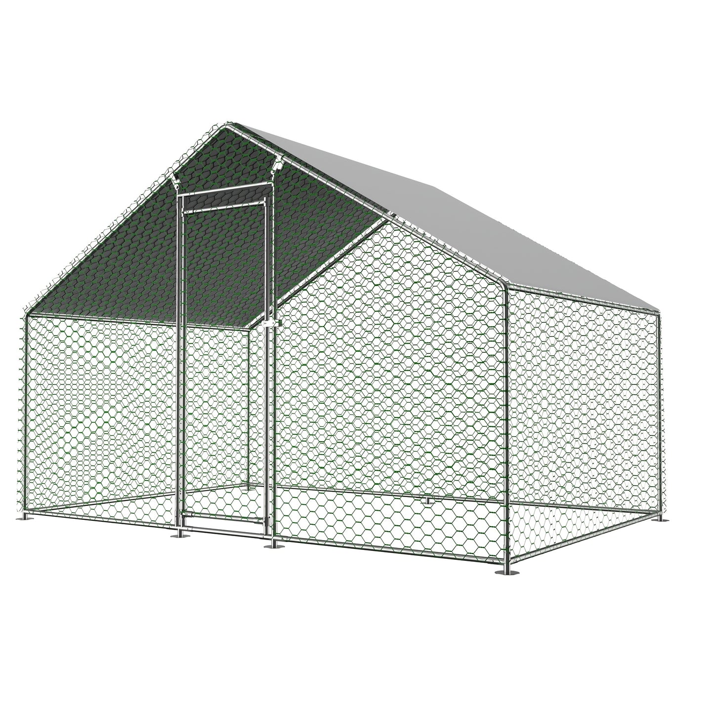 Free Range Chicken House 3x2x2m with Safety Lock And Waterproof PE Cloth, Metal Free Range Fence for Chickens, Rabbits And Other Small Animals