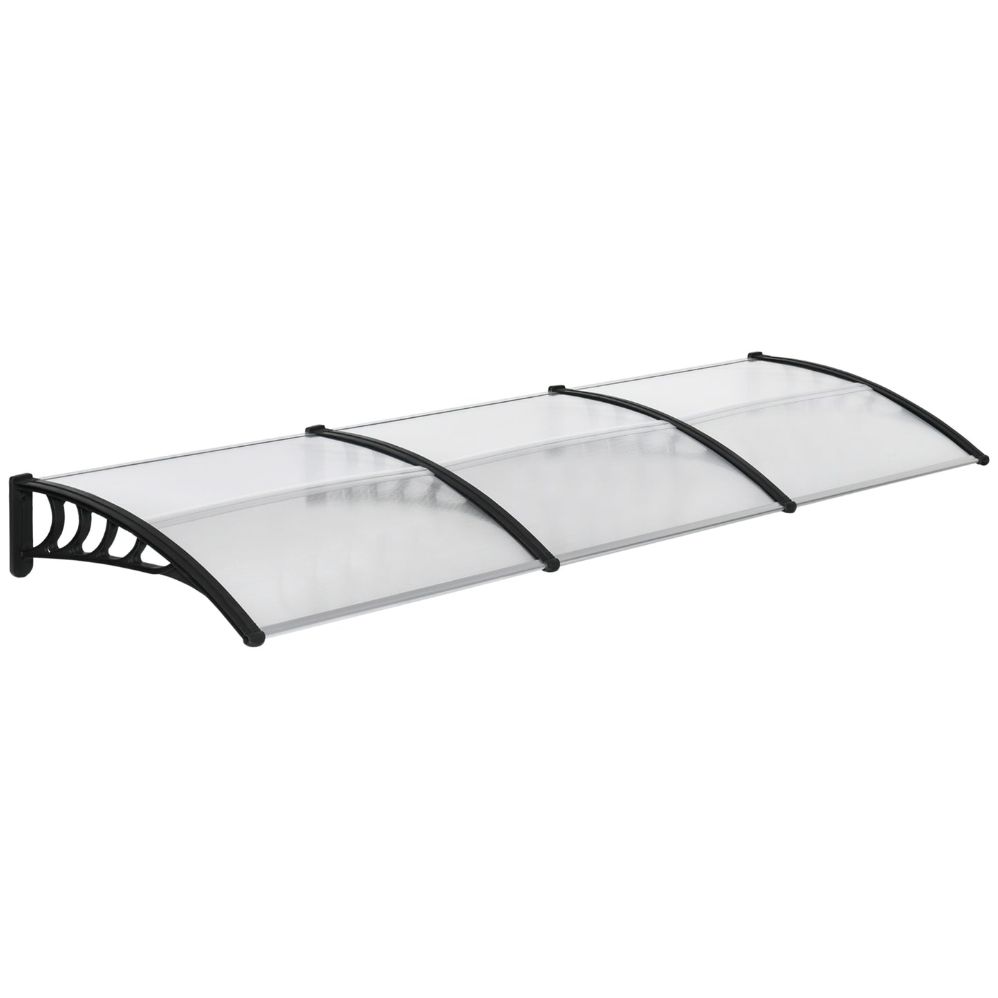 Deurluifel – Deurafdak – Voordeur Overkapping – Afdak – Balkonluifel – Transparant Polycarbonaat – Aluminium Frame – Weerbestendig 303x96x27 cm