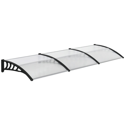 Deurluifel – Deurafdak – Voordeur Overkapping – Afdak – Balkonluifel – Transparant Polycarbonaat – Aluminium Frame – Weerbestendig 303x96x27 cm