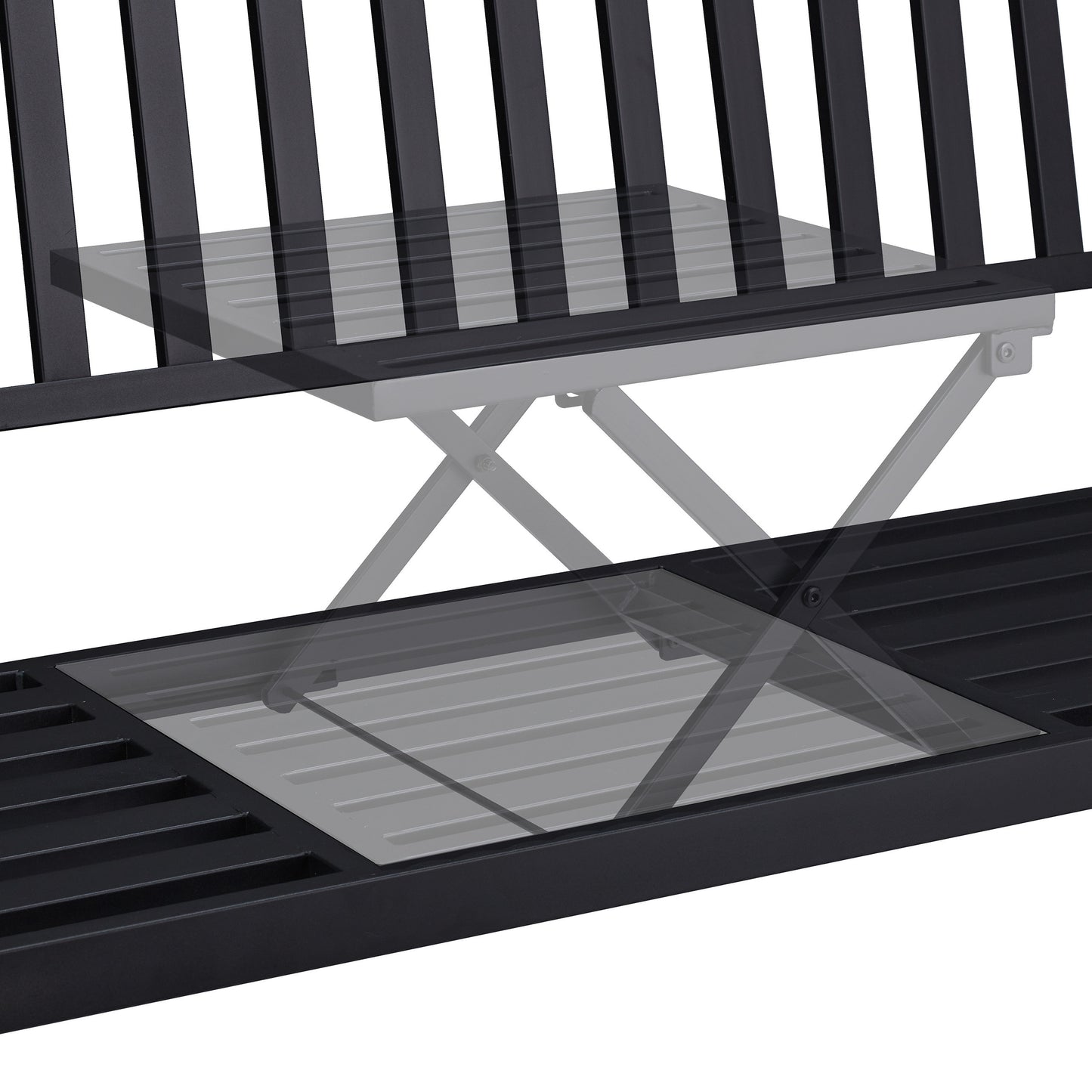 Tuinbank – Buitenbank – Balkonbank – Terrasbank – Zitbank – Opklapbare Tafel – Staal – 150 cm Breed