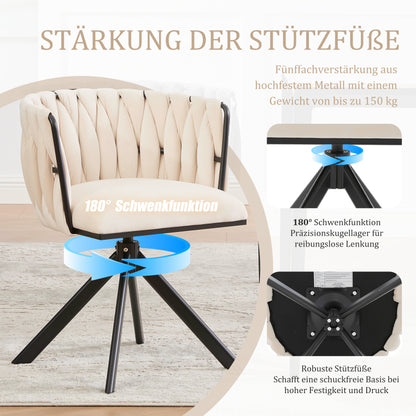 Velours Fauteuil – Lounge Stoel – Draaistoel – Relaxstoel – Zithoekstoel – Set Van 2 – 180° Draaibaar – Ergonomische Rugsteun
