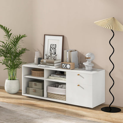 Witte Opbergkast – Opbergmeubel – Kasten – Dressoir – Ladekast – Ruim 108x39 cm – MDF Met Metalen Ladegeleiders