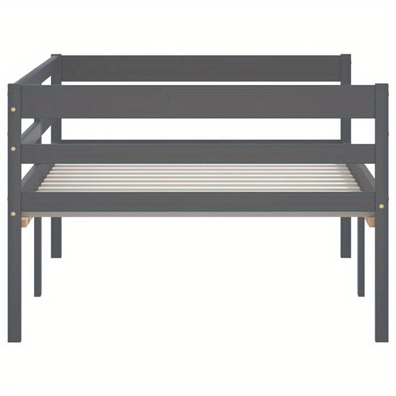 Modern Minimalist Bed Frame - Solid Pine Hardwood Construction, Easy Assembly, Tool-Free Setup, Sturdy Legs - Space-Saving Single Bed for Small Rooms, Apartments, Guest Bedrooms - Grigio Scuro (Dark Gray) Contemporary Furnitu