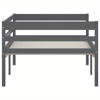 Modern Minimalist Bed Frame - Solid Pine Hardwood Construction, Easy Assembly, Tool-Free Setup, Sturdy Legs - Space-Saving Single Bed for Small Rooms, Apartments, Guest Bedrooms - Grigio Scuro (Dark Gray) Contemporary Furnitu