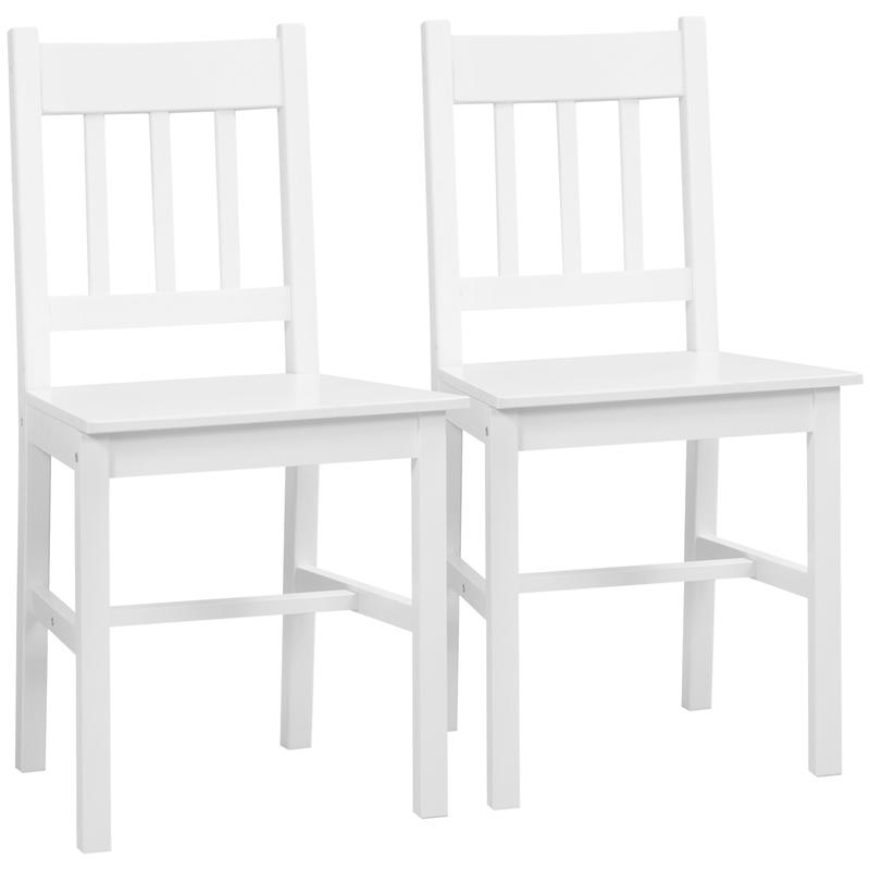 2er-Set Esszimmerstuhle Kuchenstuhle Stuhle, Massivholz, 41cm x 46.5cm x 85.5cm, Wei