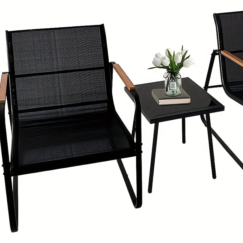 Balkonset – Balkonmeubelset – Bistroset – Tuinset – Loungeset – Weerbestendig – Stalen Frame Met Glazen Tafelblad