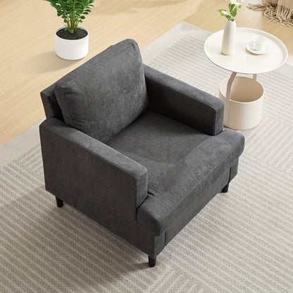 Fauteuil – Accentstoel – Lounge Fauteuil – Draaifauteuil – Leunstoel – Grijs Linnen – Stevig Houten Frame – Comfortabele Gescheurde Schuimvulling