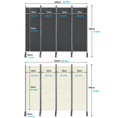 Kamerscherm – Roomdivider – Scheidingswand – Paravent – Kamerverdeler – Inklapbaar – Stabiel Met Metaal Frame – Polyester Antraciet 225x180 cm