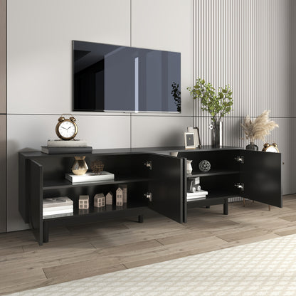 Tv-meubel – Tv-meubelkast – Lowboard – Mediameubel – Tv-meubel zwart – Verstelbare planken – 175 cm breed