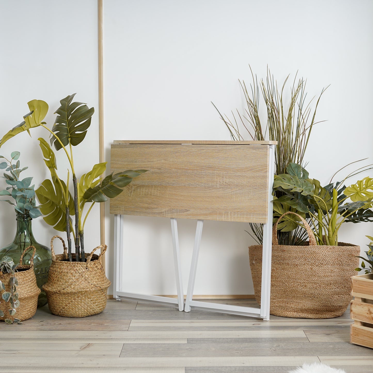 Inklapbaar Bureau – Vouwbureau – Werktafel – Compact Bureau – Laptoptafel – Eikenhout – Stevig Metalen Frame – Scandinavisch Design – 80 x 44 x 74 cm