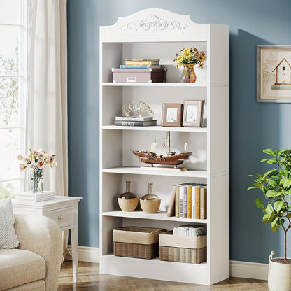 Boekenkast – Boekplank – Boekenrek – Opbergkast – Vakkenkast – Wit – 5 Planken – MDF Hout – Anti-Kantelvoorziening