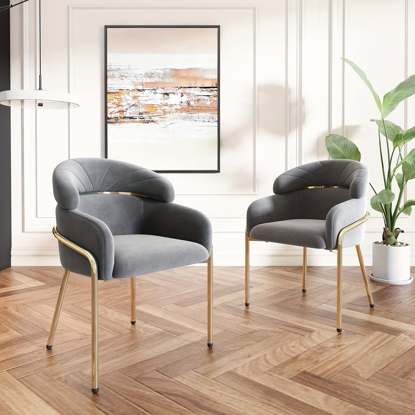 Eetkamerstoel – Stoel – Kuipstoel – Woonkamerstoel – Lounge Stoel – Velvet Bekleding – Metalen Poten – Licht Luxe – Comfortabel Design