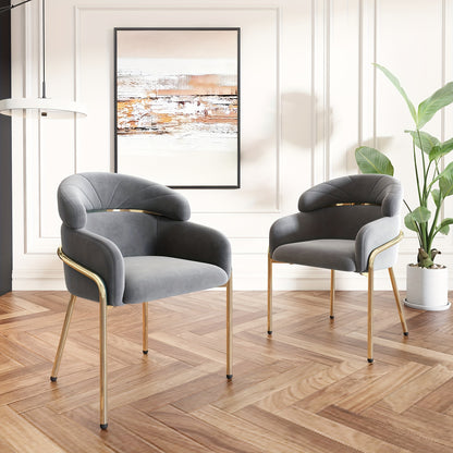 Eetkamerstoel – Stoel – Kuipstoel – Woonkamerstoel – Lounge Stoel – Velvet Bekleding – Metalen Poten – Licht Luxe – Comfortabel Design