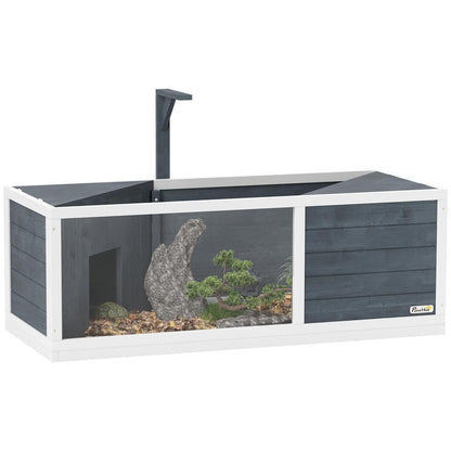 Turtle house with easy-open top, lamp fixture, transparent front, 120 x 50 x 40cm, grey, Reptile Habitat, Exotic Pet Housing, Modern Reptile House, Stylish Animal Cage, Transparent Terrarium, Reptile Enclosure, Exotic Pet Kee