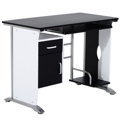 Computertafel – Bureau – Werkplek – Laptoptafel – Office Desk – MDF Materiaal – Compact 100x52x75 cm – Zwart-Wit Design
