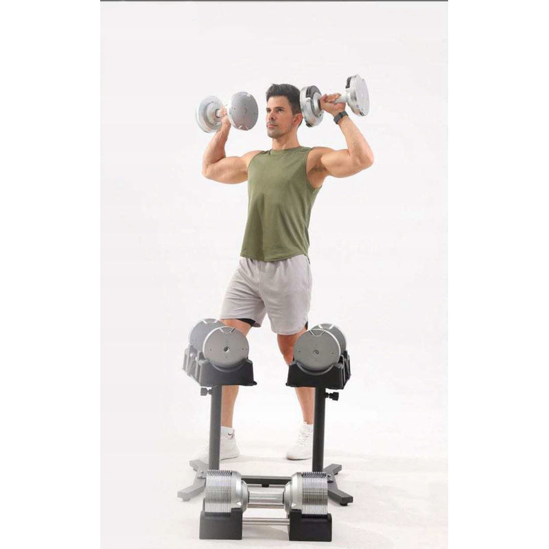 Halterschijfhouder – Schijvenstandaard – Halterrek – Dumbbell Standaard – Gewichthouder – Verstelbaar 49-65 cm – Stalen Constructie – Compact 71x54 cm