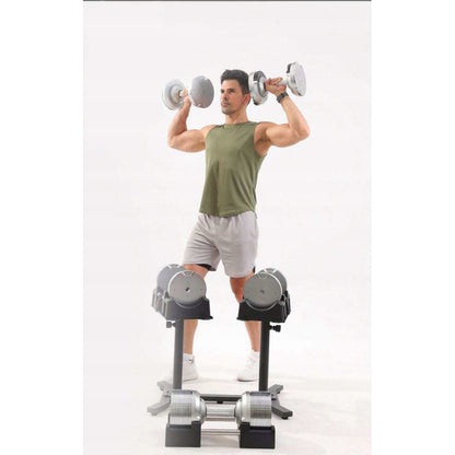 Halterschijfhouder – Schijvenstandaard – Halterrek – Dumbbell Standaard – Gewichthouder – Verstelbaar 49-65 cm – Stalen Constructie – Compact 71x54 cm