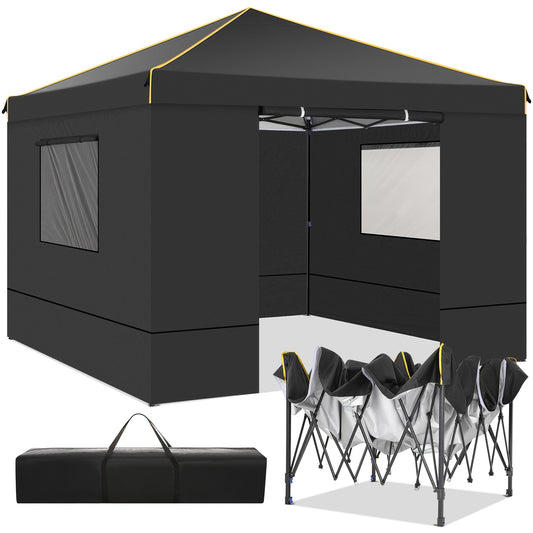 Pop-up Tent – Vouwtent – Partytent – Schaduw Tent – Paviljoen – Zwart – 3,05×3,05 Meter – PU-gecoat Oxford Doek – Stevig Carbon Stalen Frame
