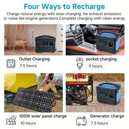 Powerbank – Draagbare Generator – Externe Batterij – Noodstroom – Lithium-Polymeer Batterij – 493 Wh - 220V Output – Compact Vierkant Model – Zwart